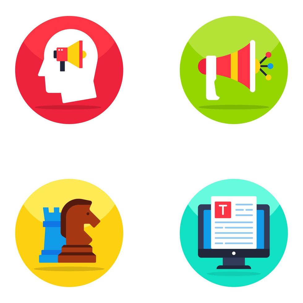 Pack of Strategy and Campaign Flat Icons vector