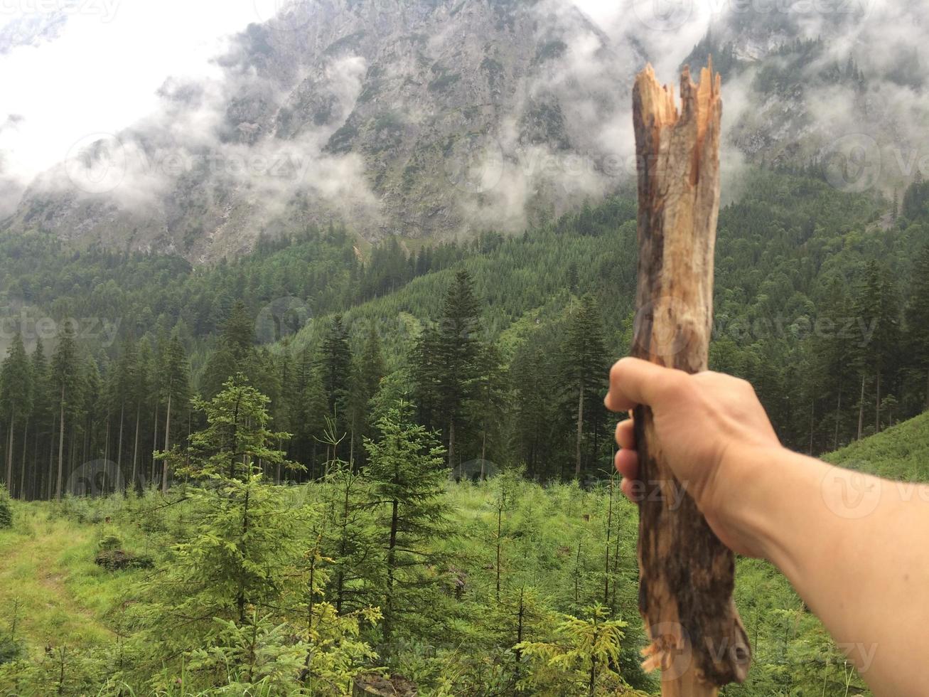 Point of view of a hiker in the Alps photo