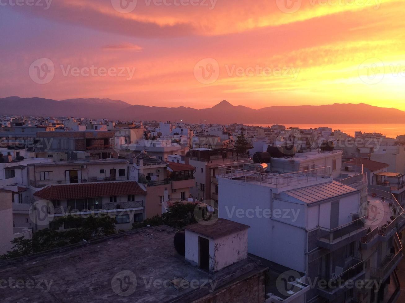 Beautiful sunset in Heraklion, Crete, Greece photo