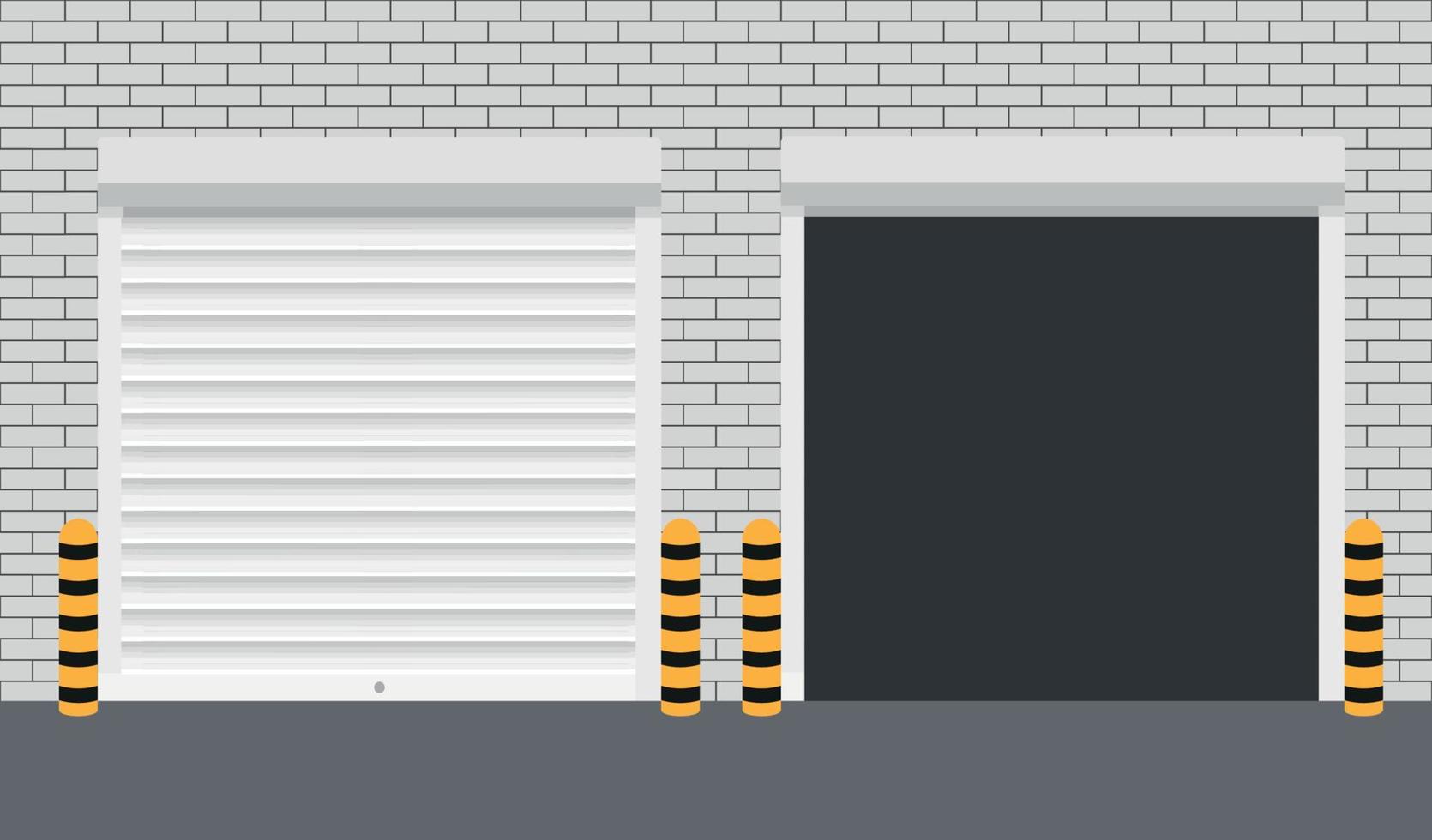 Vector Door with Rolling Shutters on white background. Vector illustration.