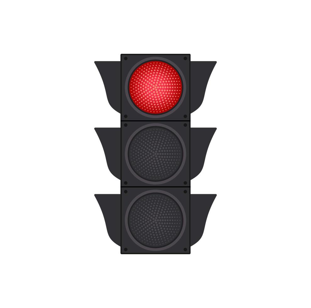 Icons depicting typical horizontal traffic signals with red light in between isolated vector illustration