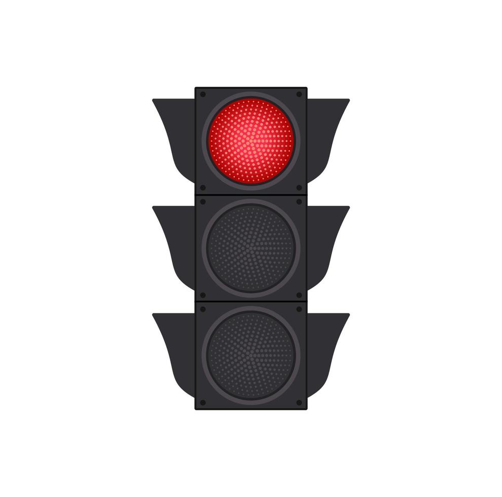 Icons depicting typical horizontal traffic signals with red light in between isolated vector illustration