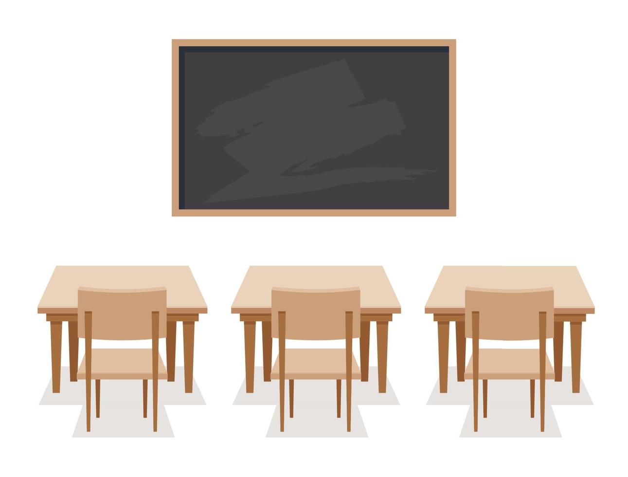 School desk and a chair. Vector flat color illustration isolated on white background.