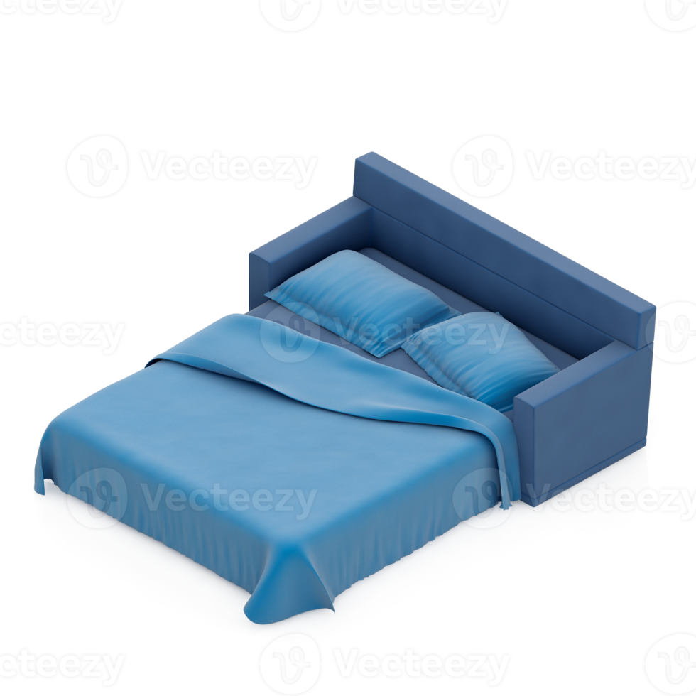Isometric Bedroom 3D render png