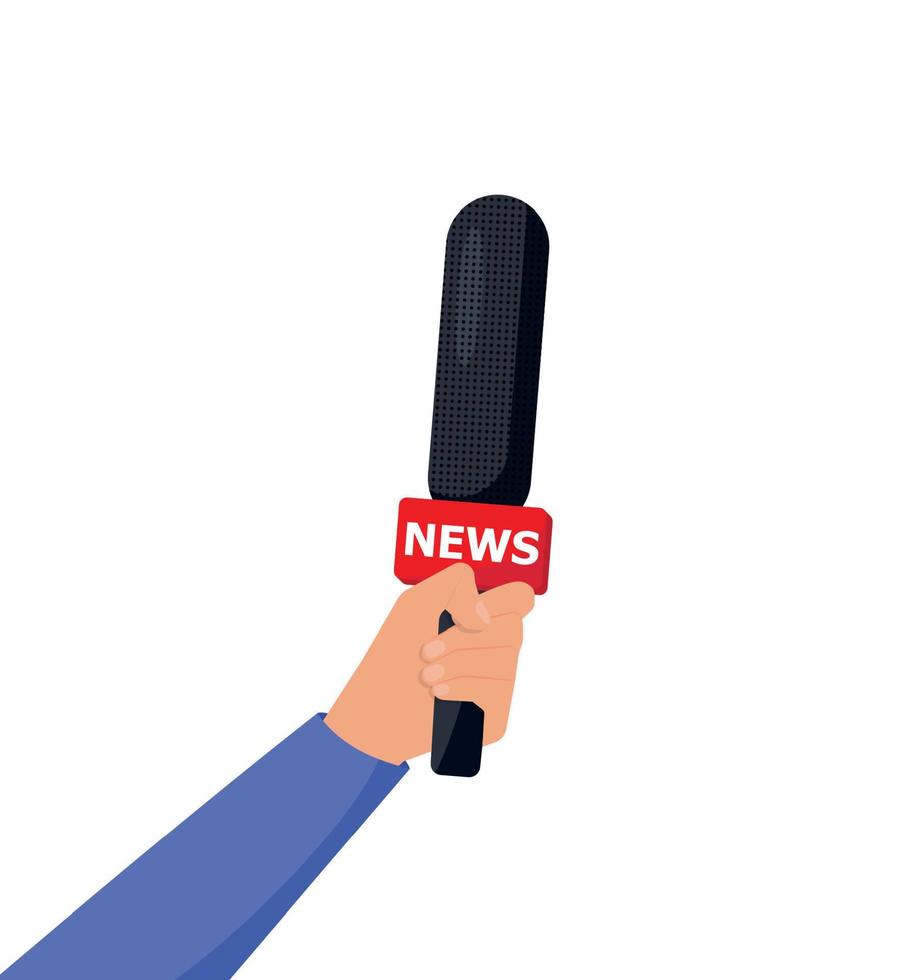 Microphone vector. News illustration. News on TV and radio. Interview.Flat  design 13925860 Vector Art at Vecteezy