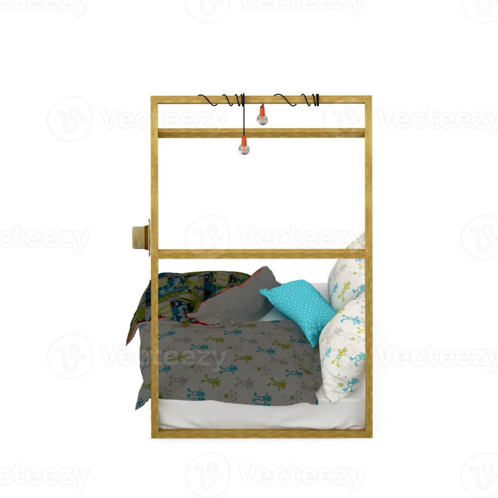 Isometric Bedroom 3D render png