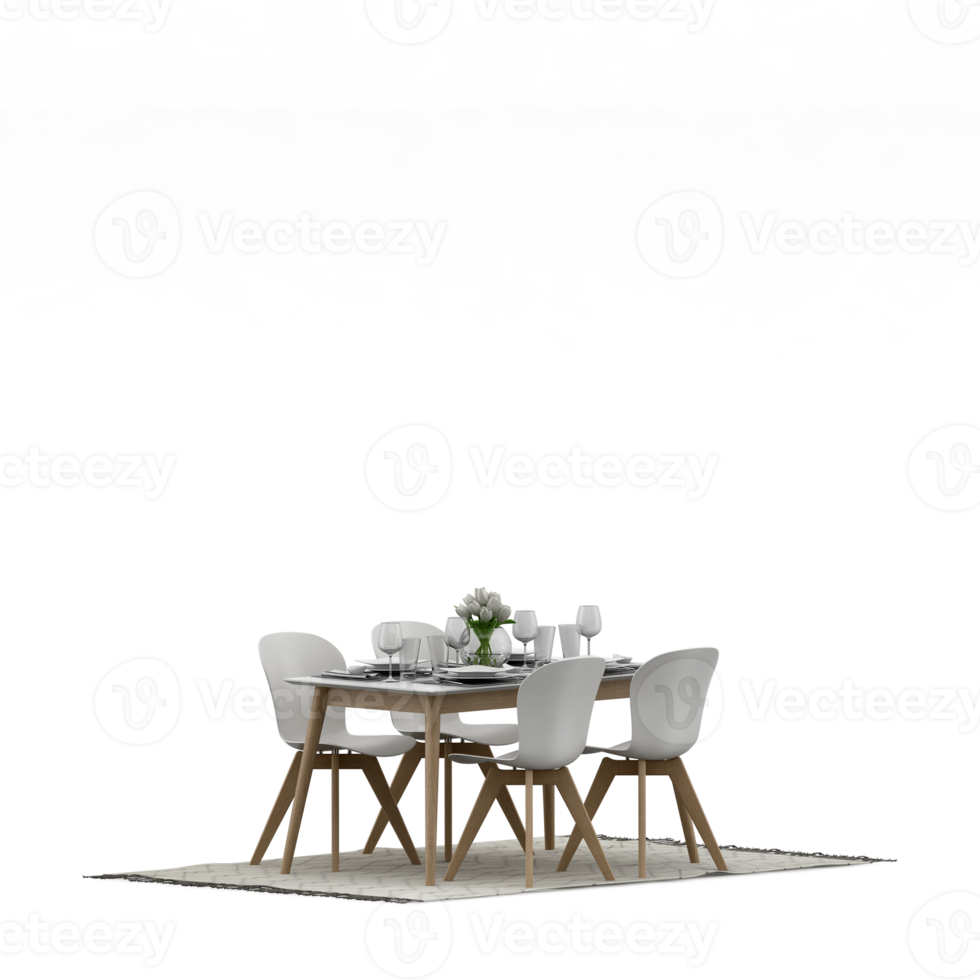 Isometric Table Set 3D render png