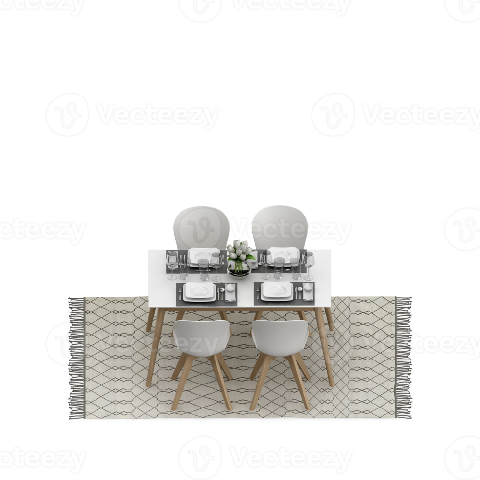 Isometric Table Set 3D render png