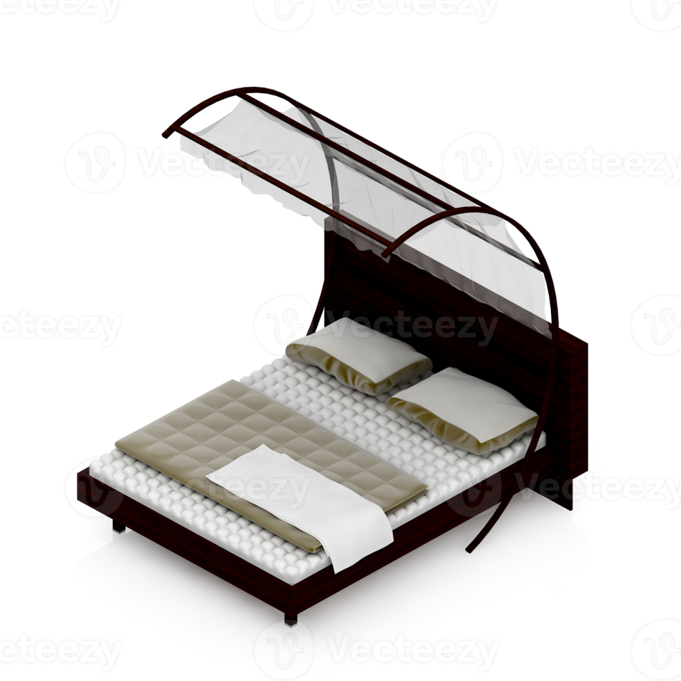 render 3d de dormitorio isométrico png