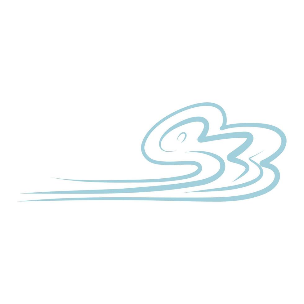 Cartoon hand drawn blowing wind. Vector illustration of weather forecast, natural phenomena in childish style