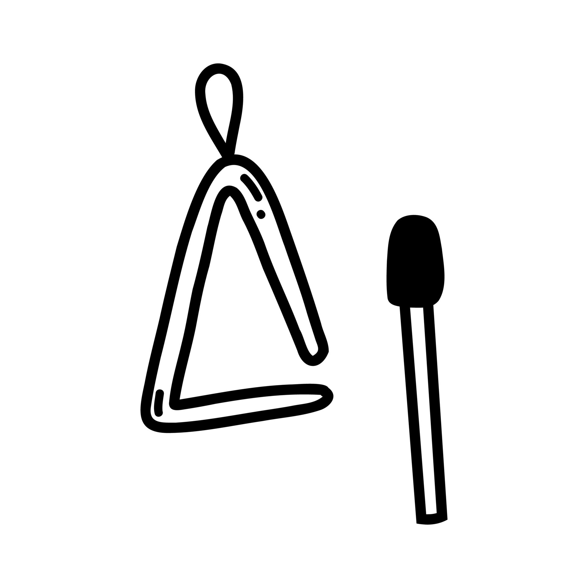 Doodle musical triangle. Vector sketch illustration of musical