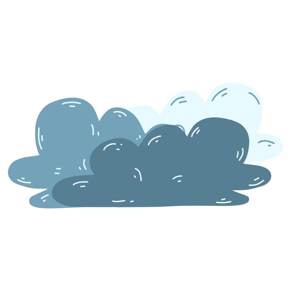 Cartoon hand drawn clouds icon. Vector illustration of weather forecast, natural phenomena in childish style