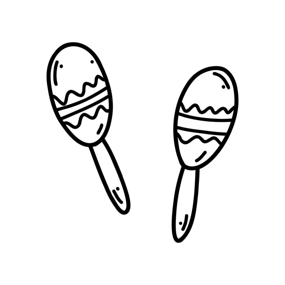 doodle maracas, chac chac, agitador de música. ilustración de boceto vectorial de instrumento musical, arte de contorno negro para diseño web, icono, impresión, página de color vector