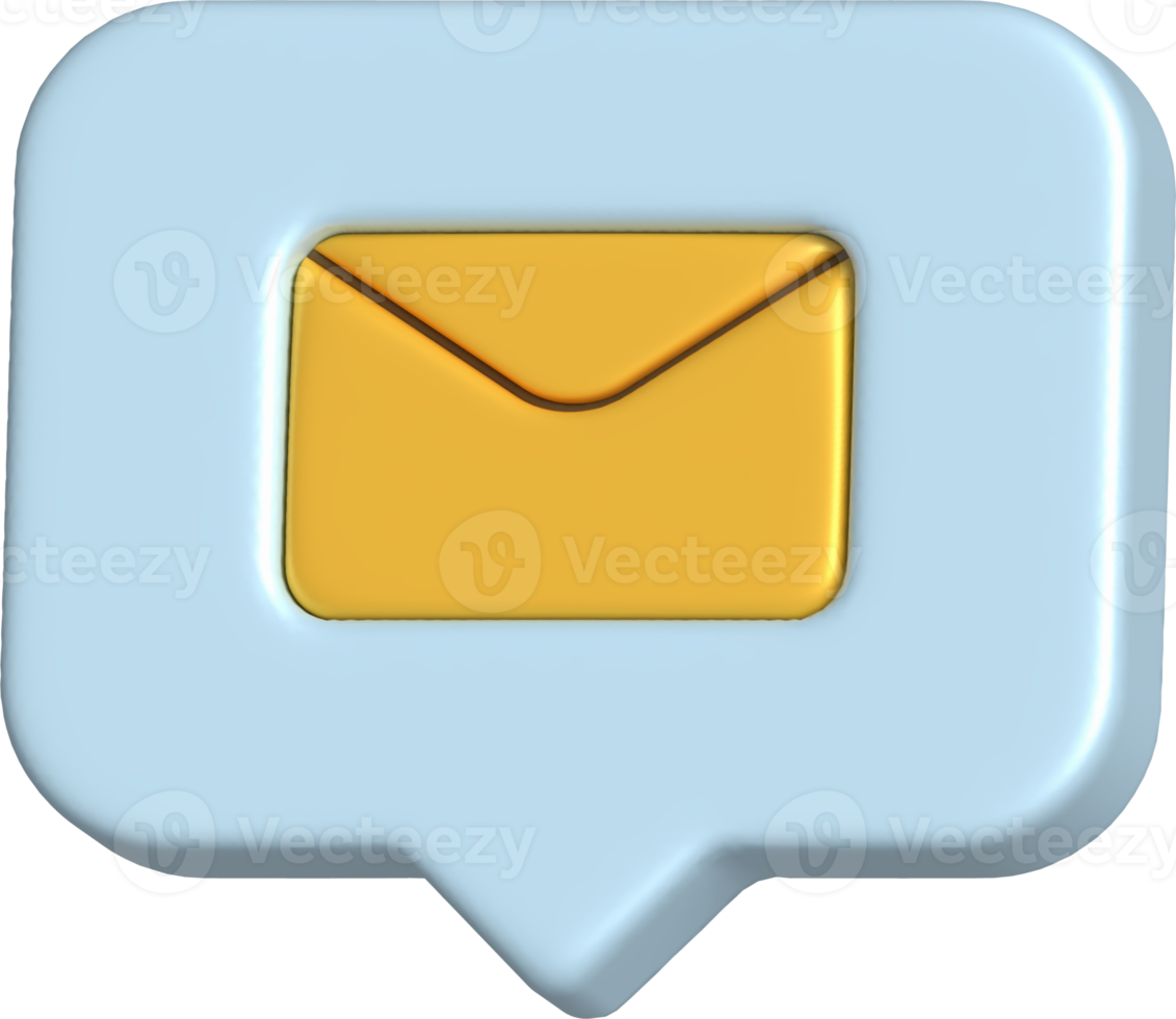 Bubble speech with envelope. 3D icon on transparent background. png