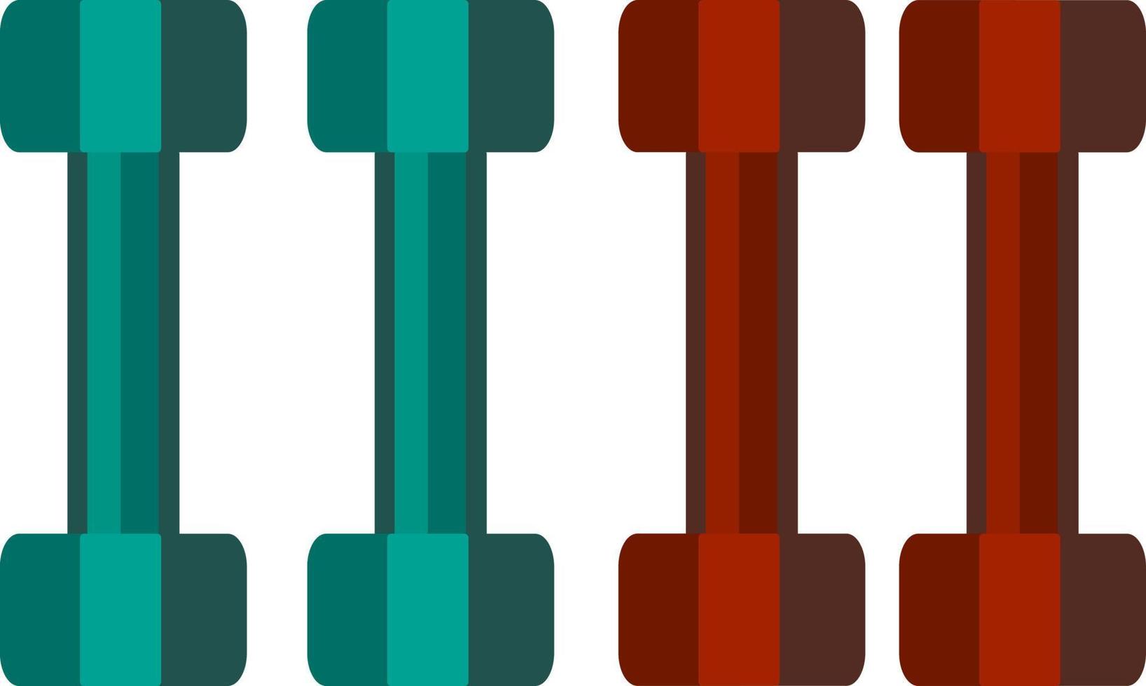 Two pairs of dumbbells, blue and red, isolated on white background vector