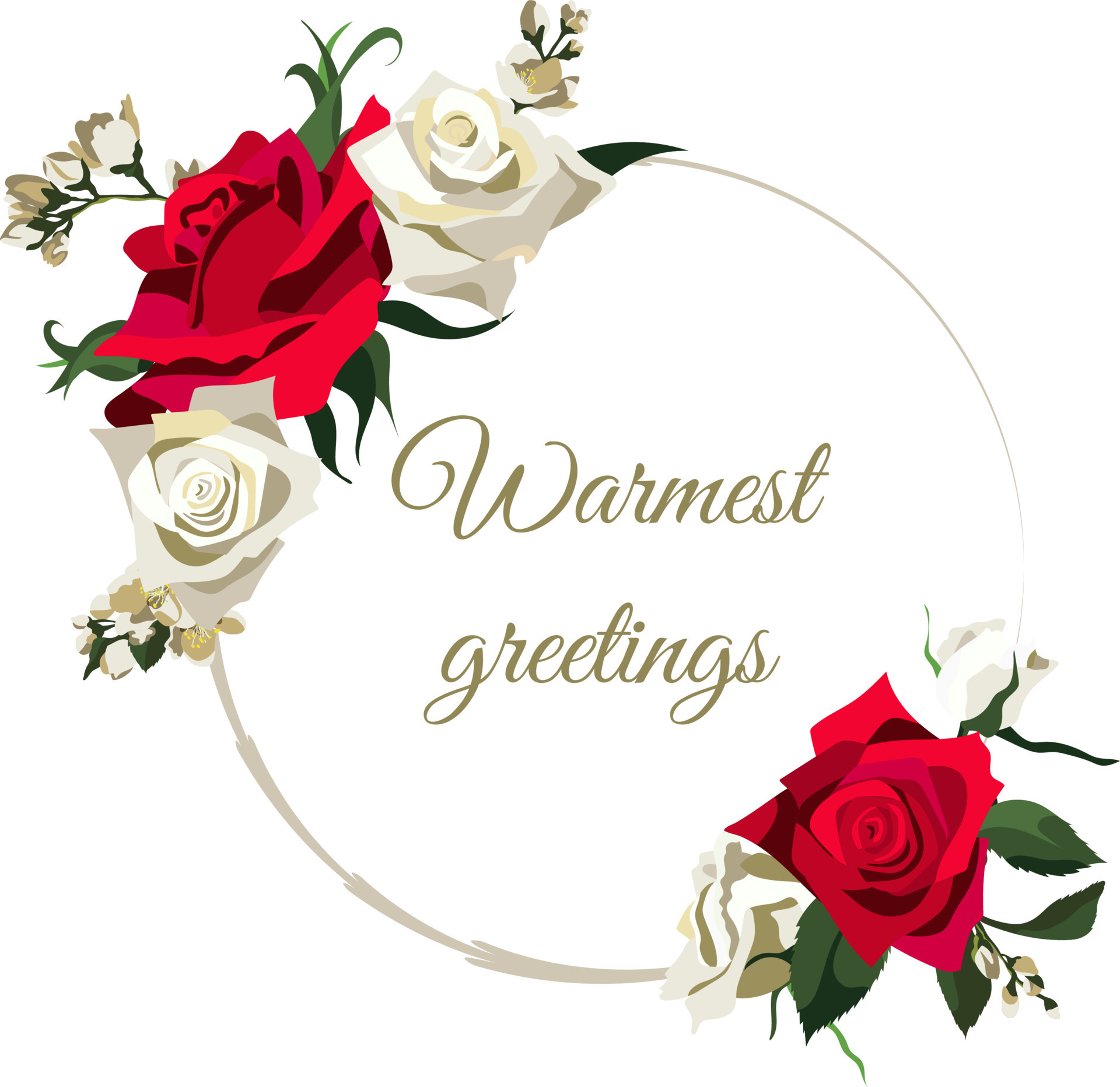 Floral vector background with blooming red and white roses, jasmine