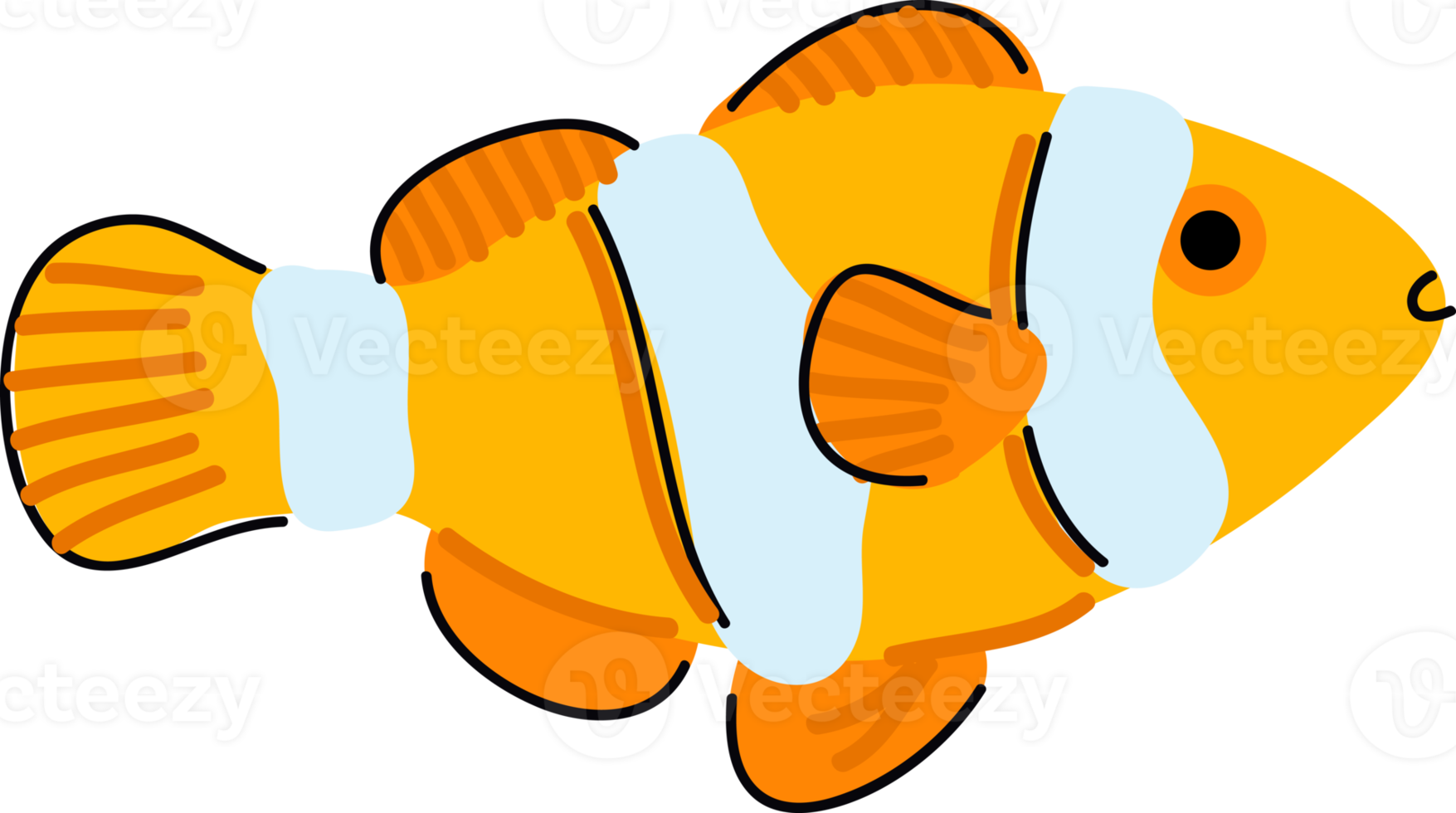 Hand drawn style ocean Clownfish png