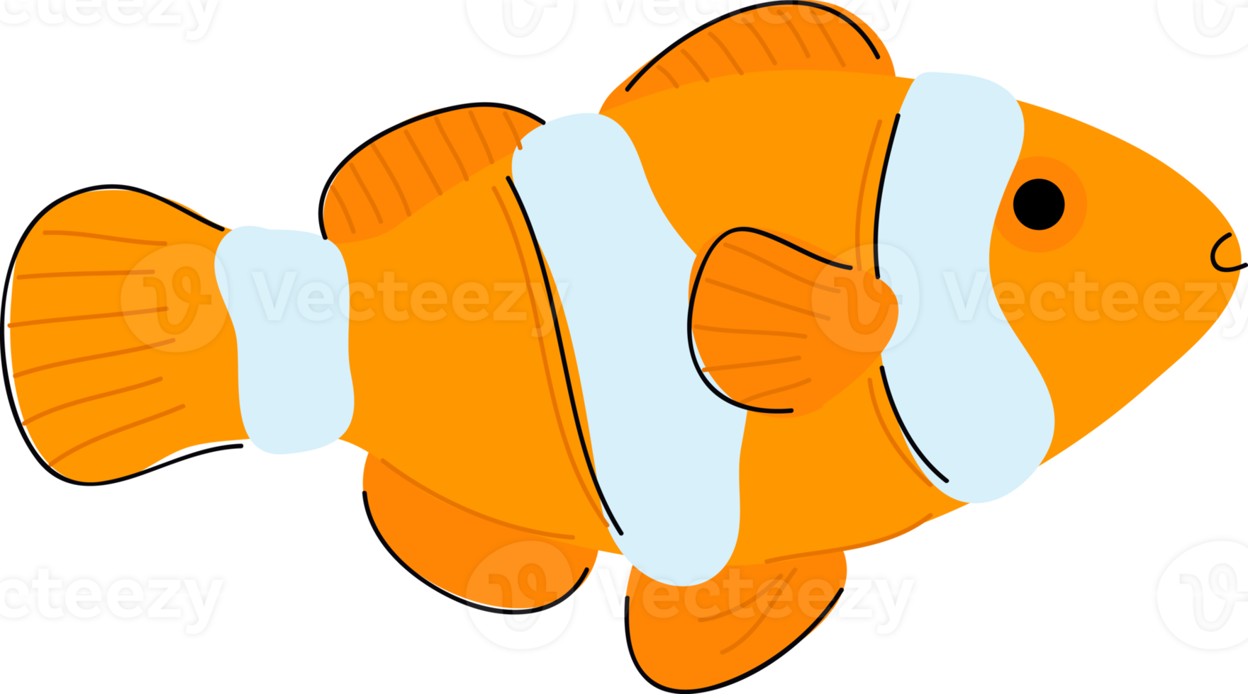 Hand drawn style ocean Clownfish png