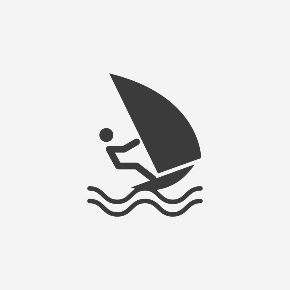 windsurfer, windsurfing, beach, sea icon vector isolated symbol sign