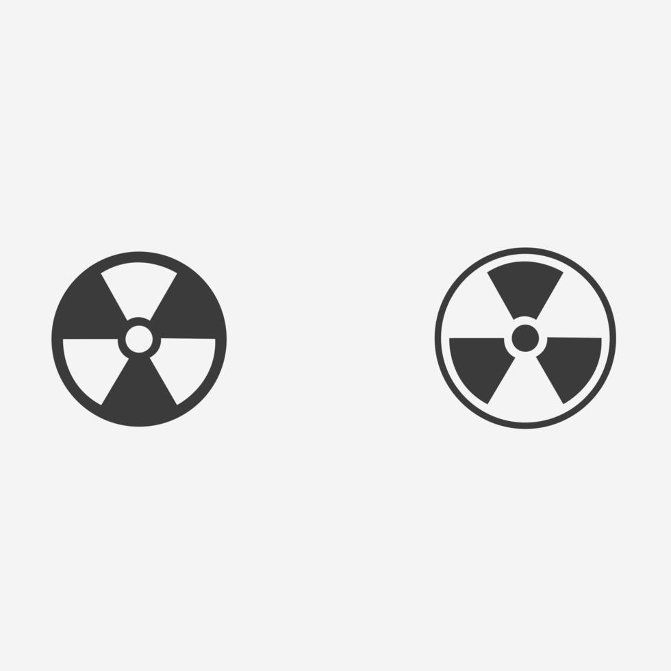 radiactivo, radiación aislada vector icono símbolo conjunto de signos