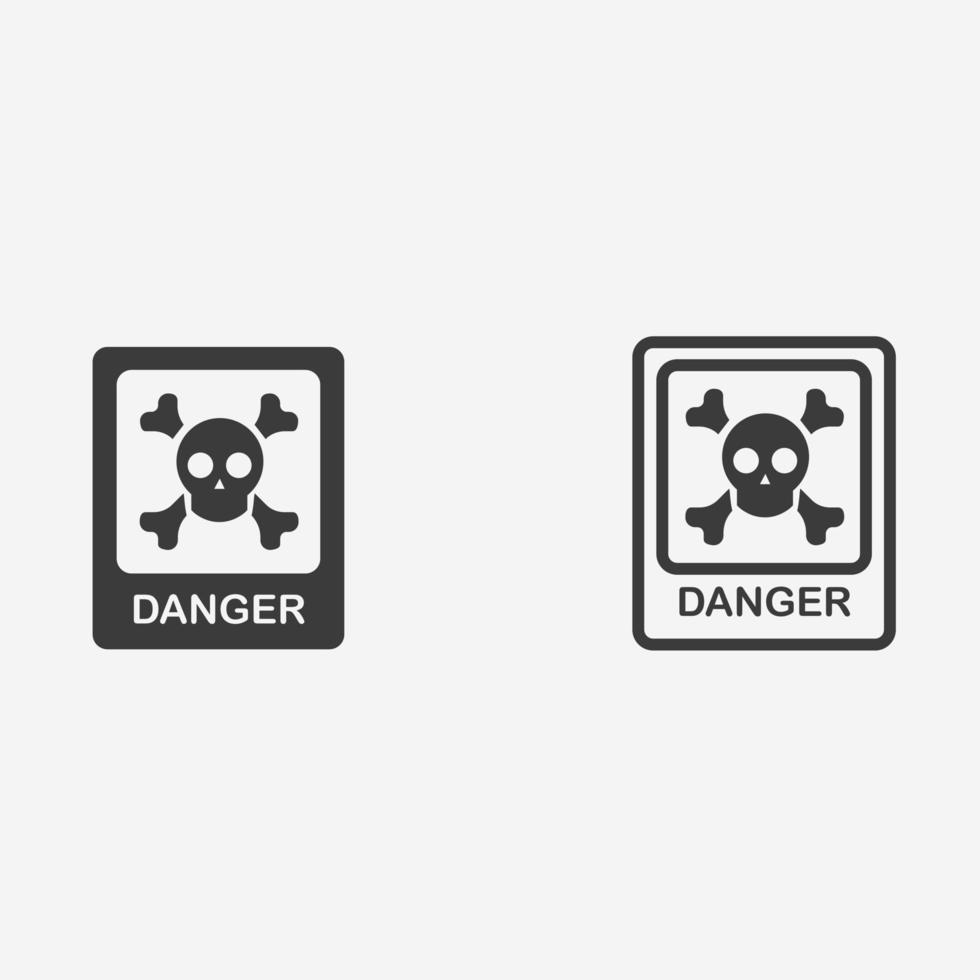 skull, skeleton icon vector set. danger, attention symbol sign