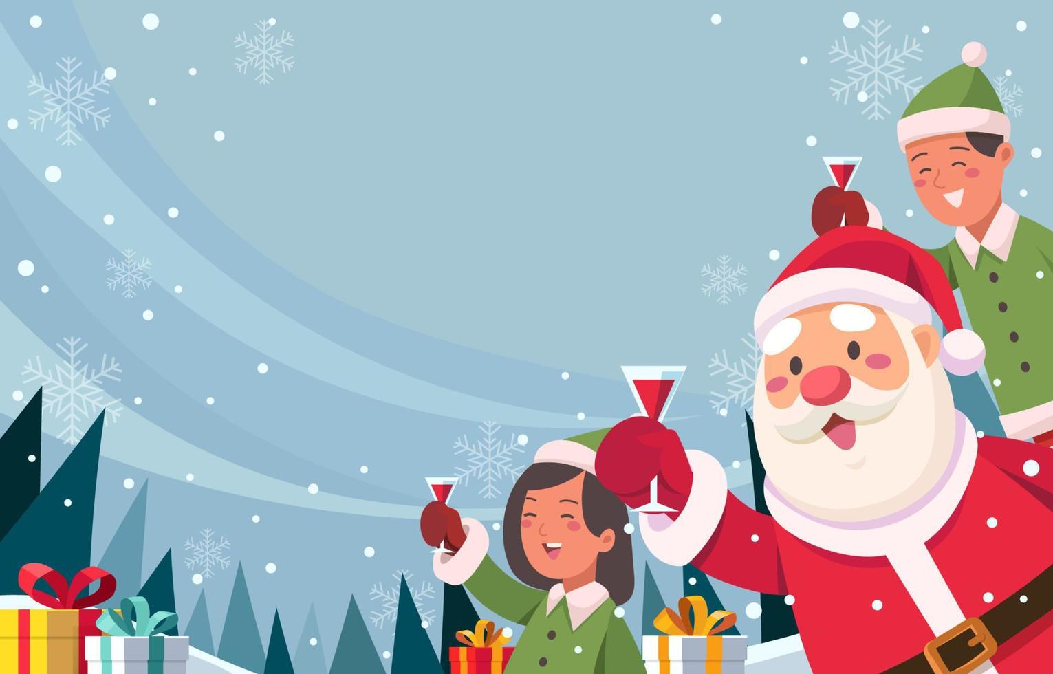Santa Claus And Friends Celebrating Christmas Party Background vector