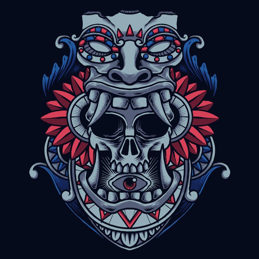 tiki skull ornament 13923550 Vector Art at Vecteezy