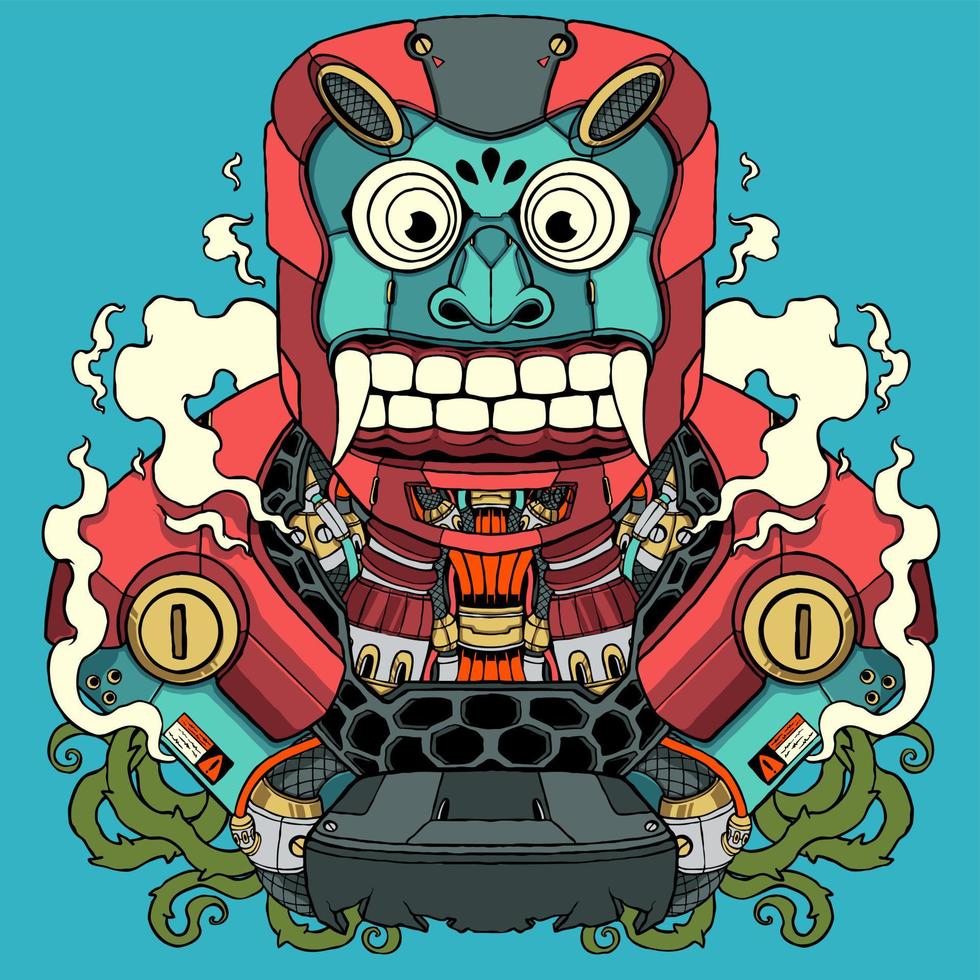 robot tiki mask vector