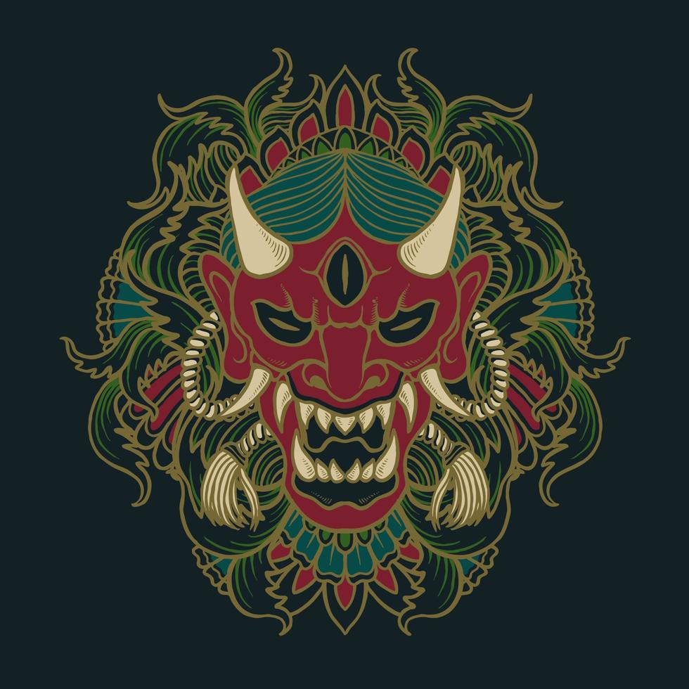 horror japanese mask vector