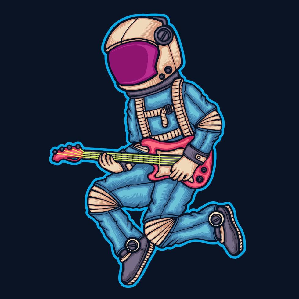 astronauta tocando el bajo vector