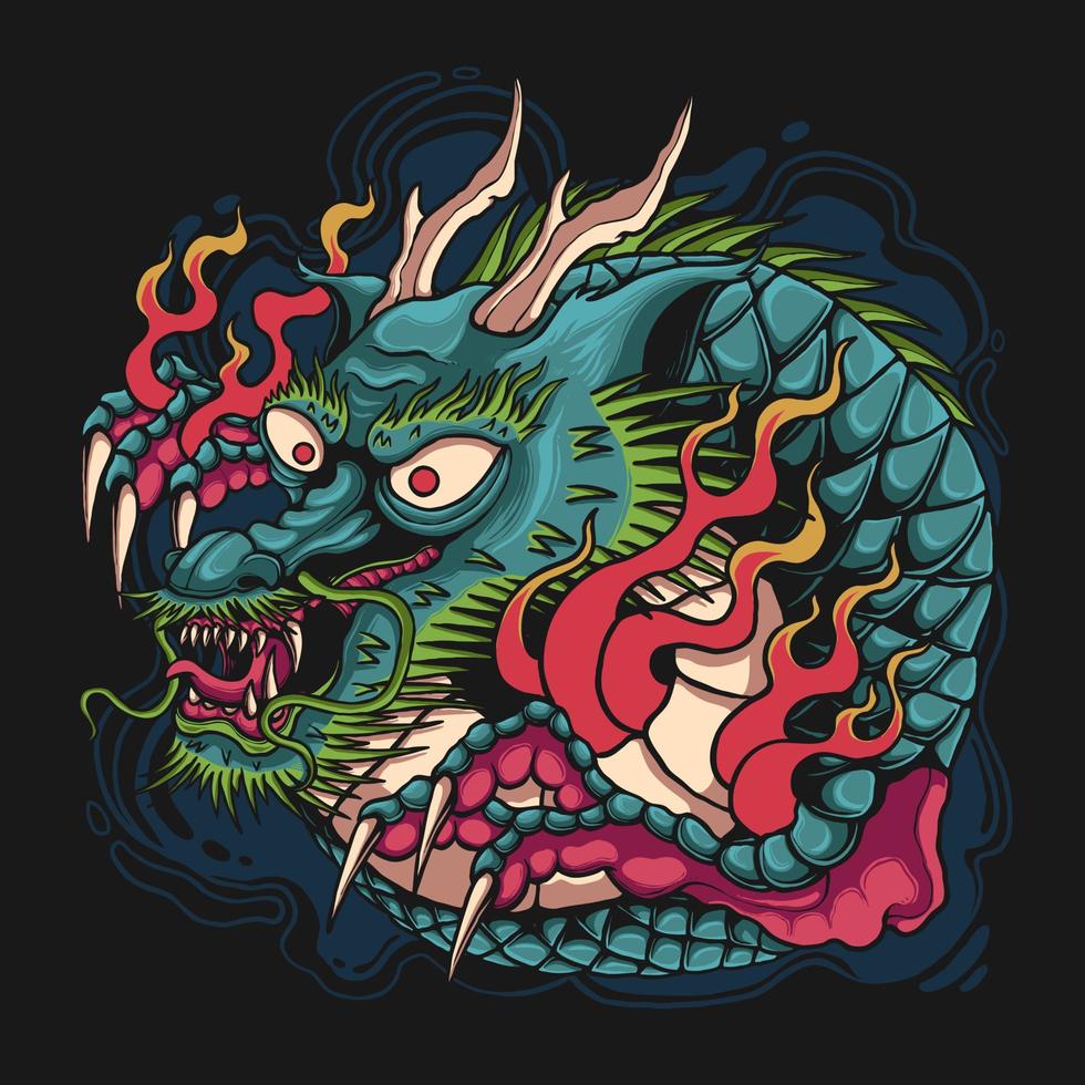 angry dragon fire vector