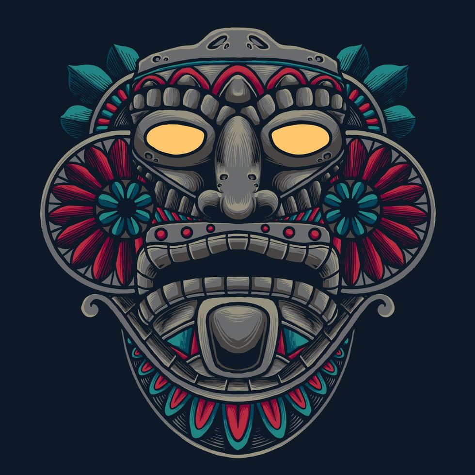 tiki head ornament vector