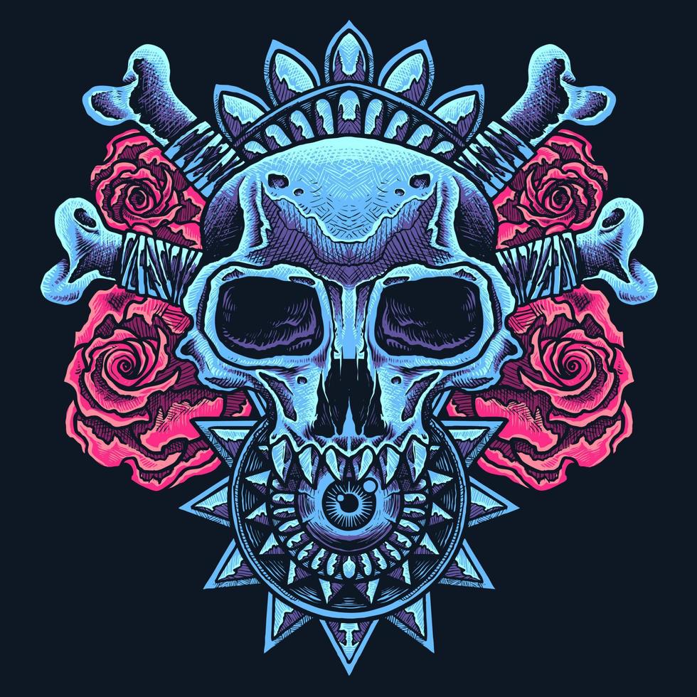 dark skull rose vector