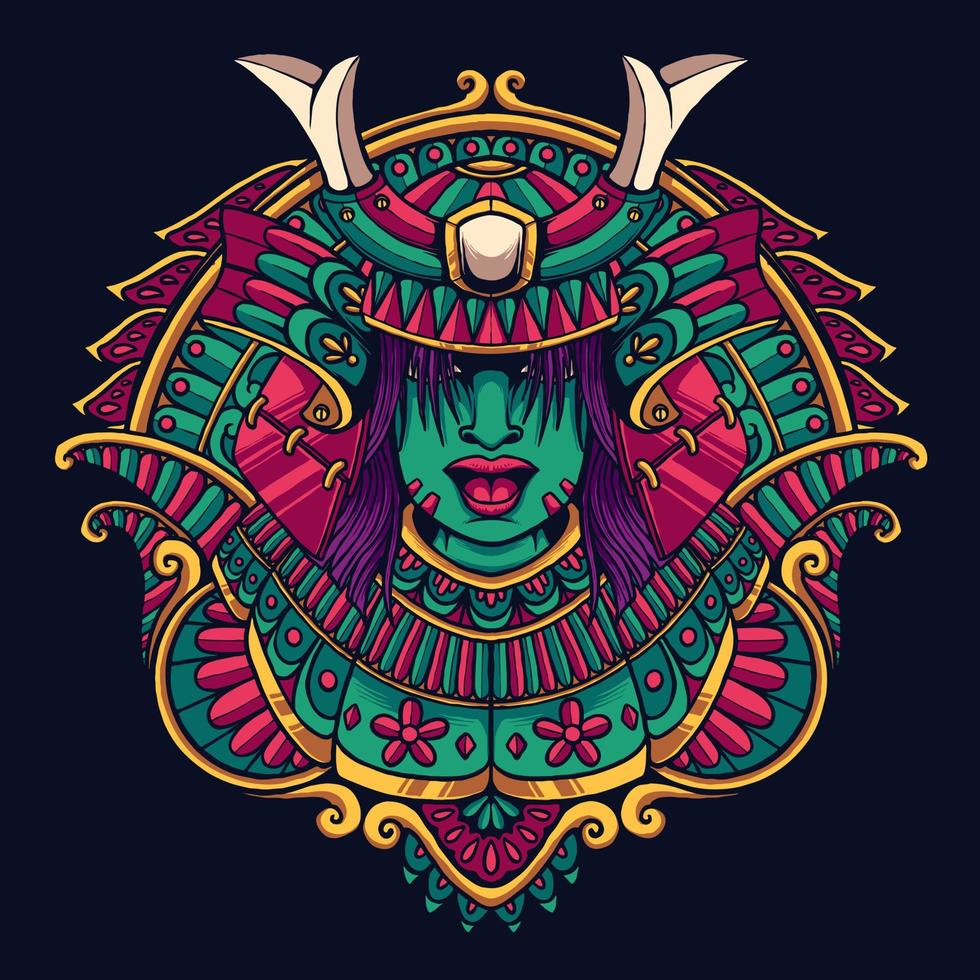 samurai armour ornament vector