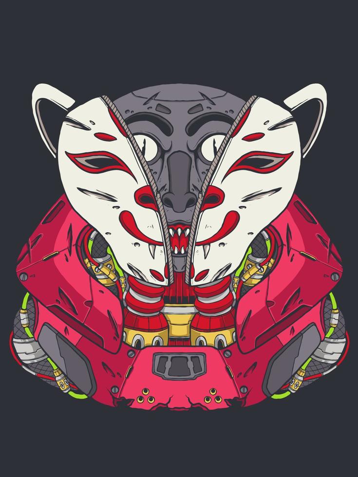 unmask mecha kitsune vector