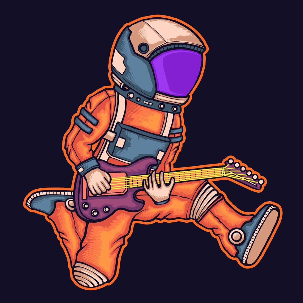 astronaut playing guitar vector