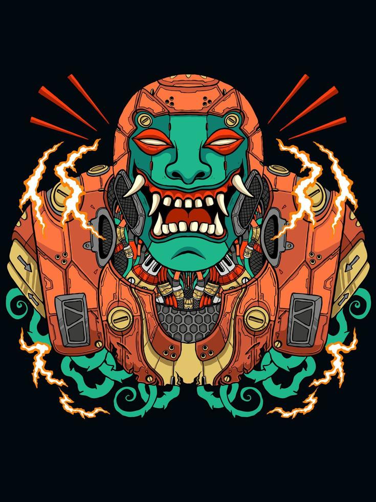 cyborg humanoid face vector