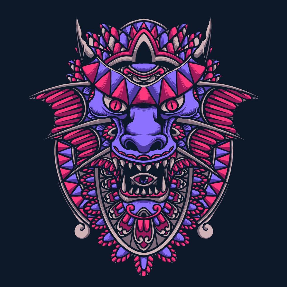 purple dragon ornament vector