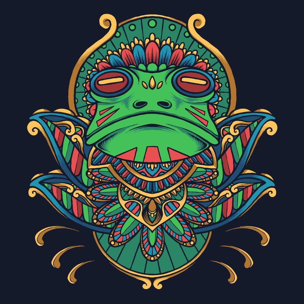 frog face ornament vector