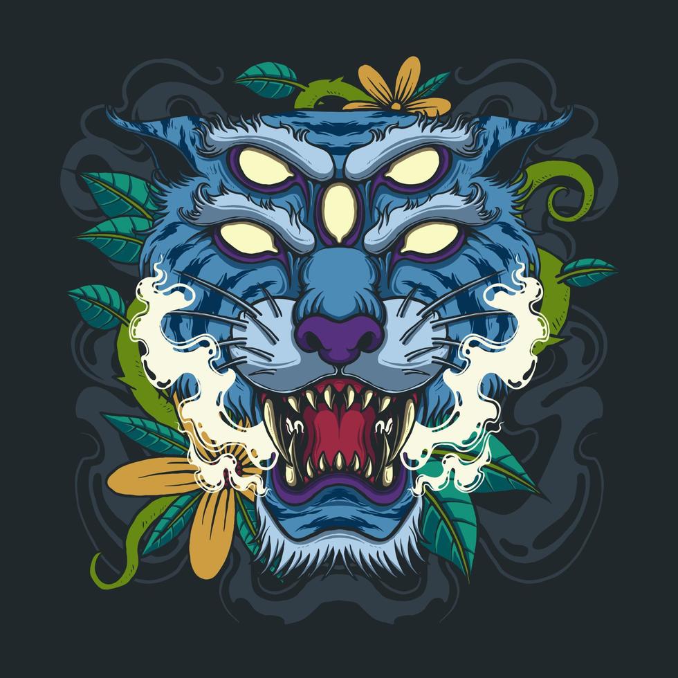 angry tiger face vector