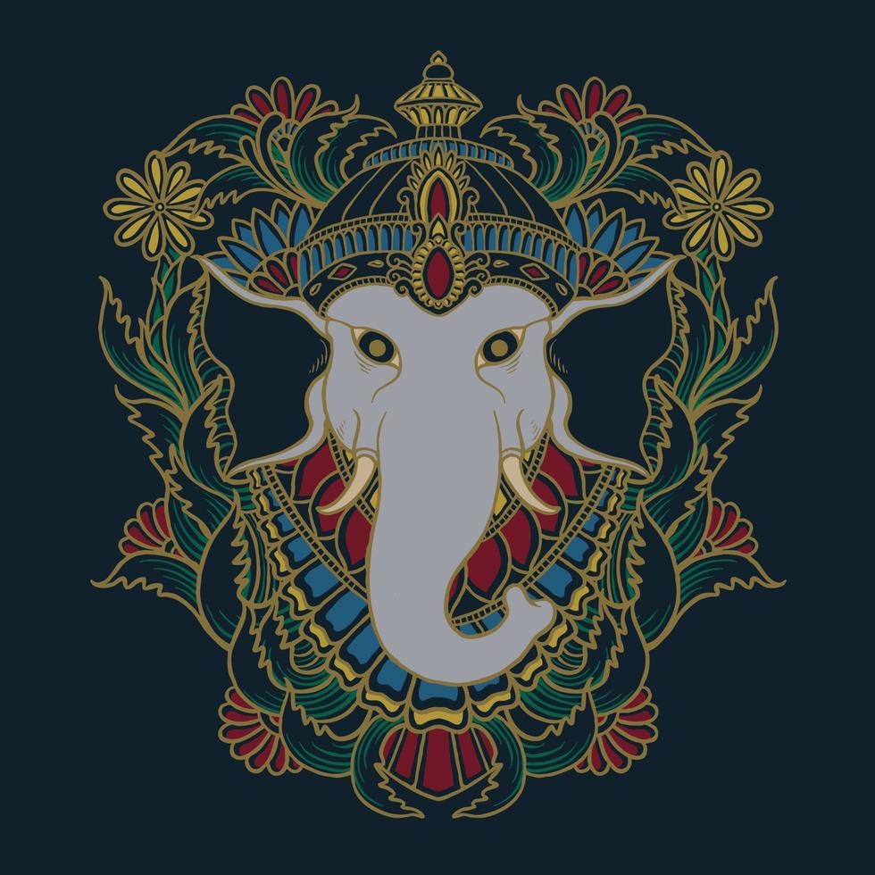 elephant spirit ornament vector