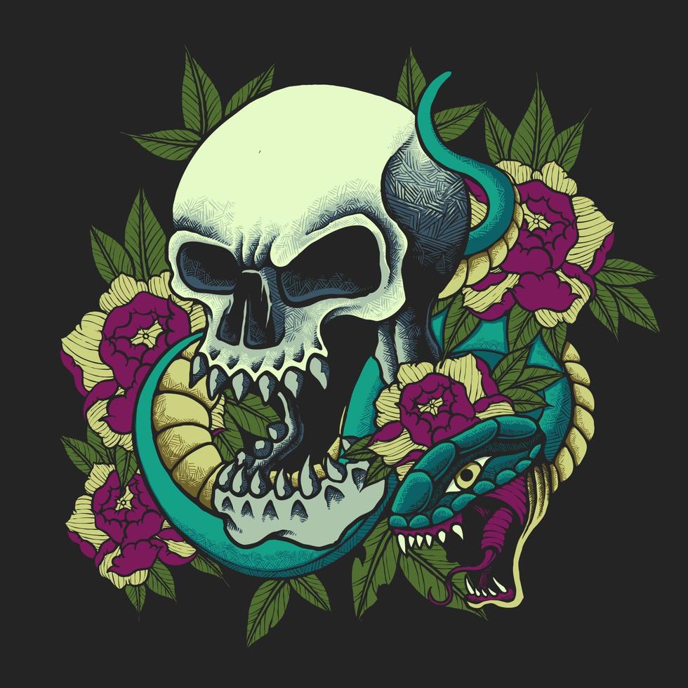 dark skull snake vector