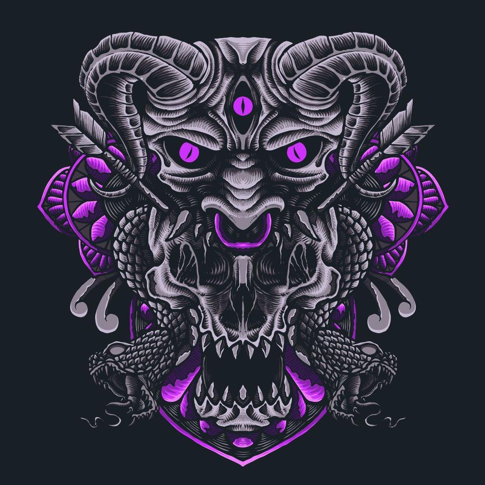devil head ornament vector