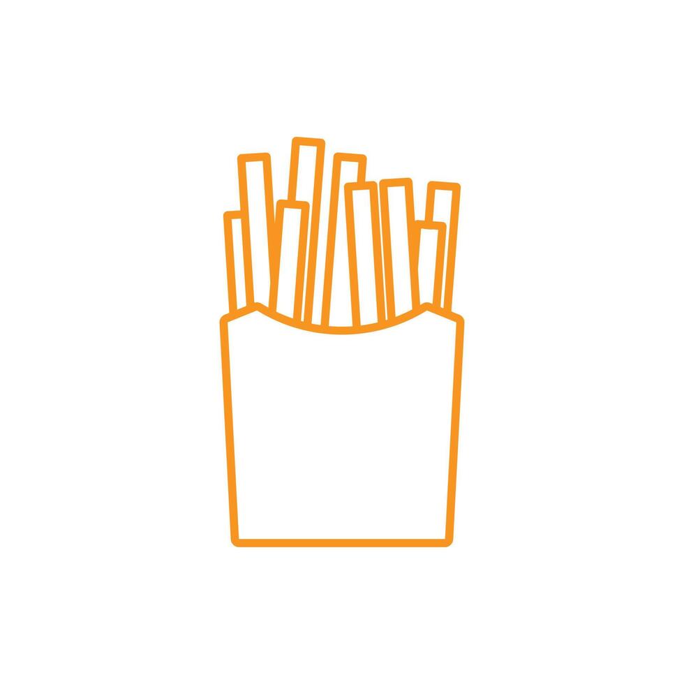 eps10 naranja vector comida rápida papas fritas icono aislado sobre fondo blanco. papas fritas fritas en un símbolo de paquete en un estilo moderno simple y moderno para el diseño de su sitio web, logotipo y aplicación móvil