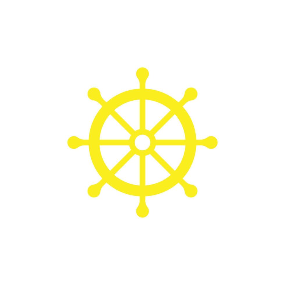 eps10 yellow vector Ship steering wheel abstract art icon isolated on white background. Captain's steering symbol in a simple flat trendy modern style for your website design, logo, and mobile app