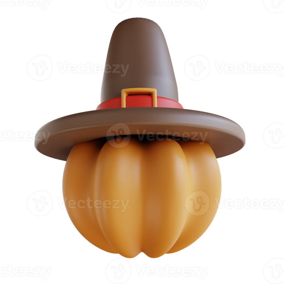 3D Illustration pumpkin and thanksgiving hat png