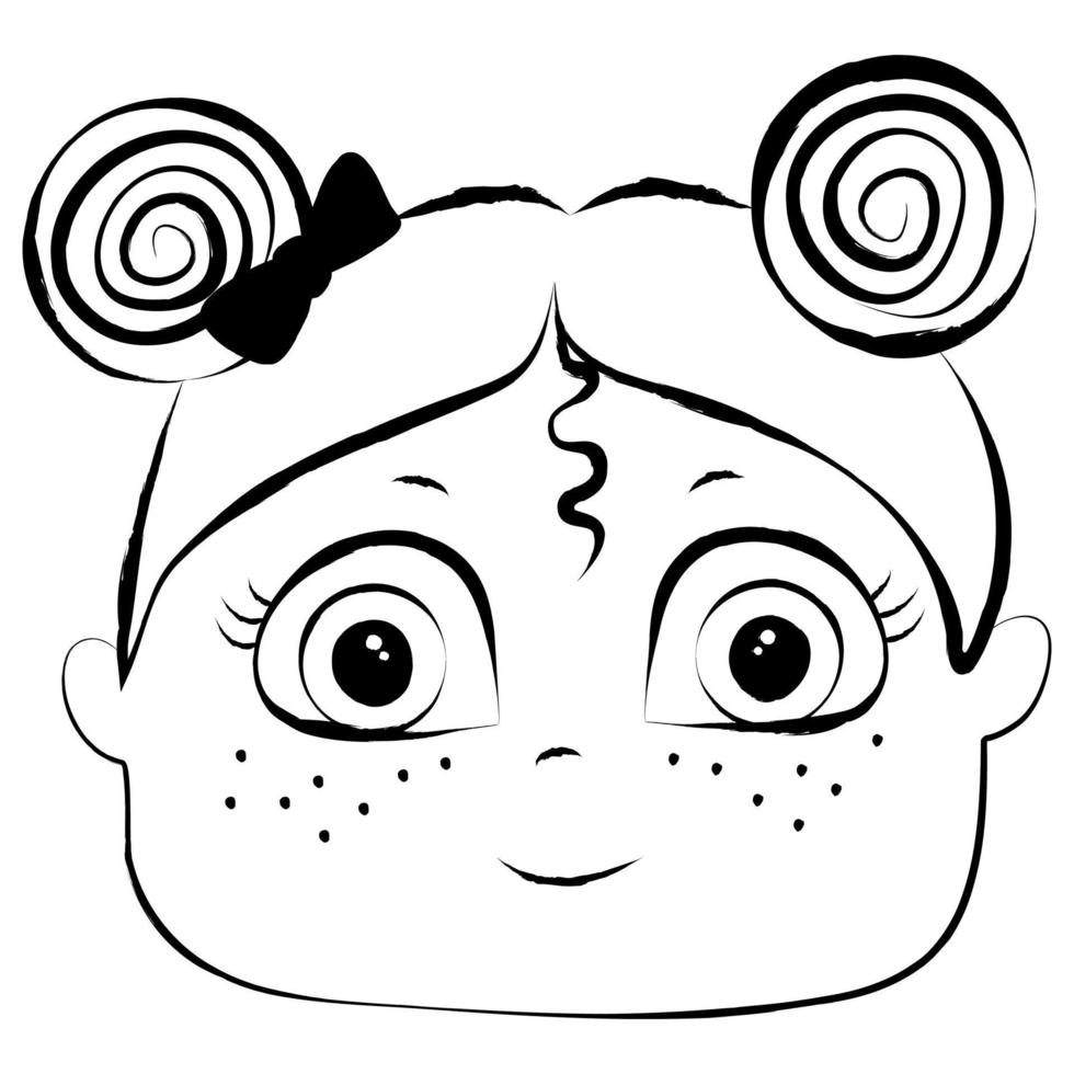 Faces doodle little girl vector