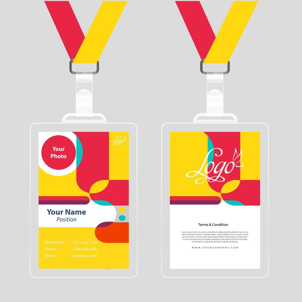 red and yellow abstract design id cards template vector