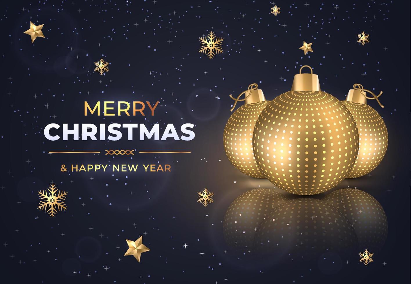 Merry Christmas and happy new year background black with realistic Christmas elements. vector