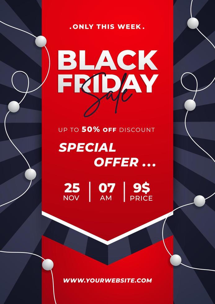 Realistic Black Friday vertical poster template. vector